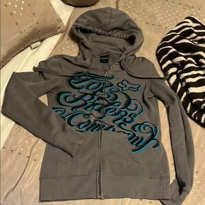 Fox Gray Graphic Hoodie Fitted Sweatshirt